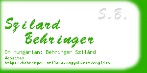 szilard behringer business card